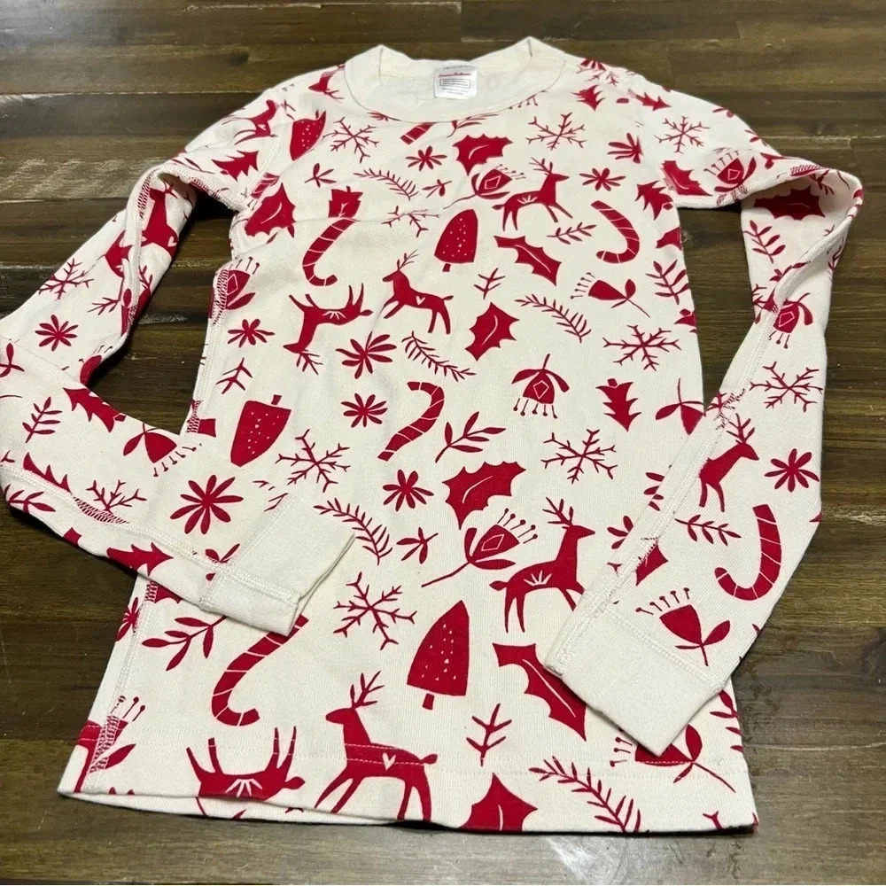 Hanna Andersson Holiday Pajama Top Kids 10 Christmas Red Long Sleeve
